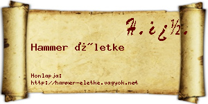 Hammer Életke névjegykártya